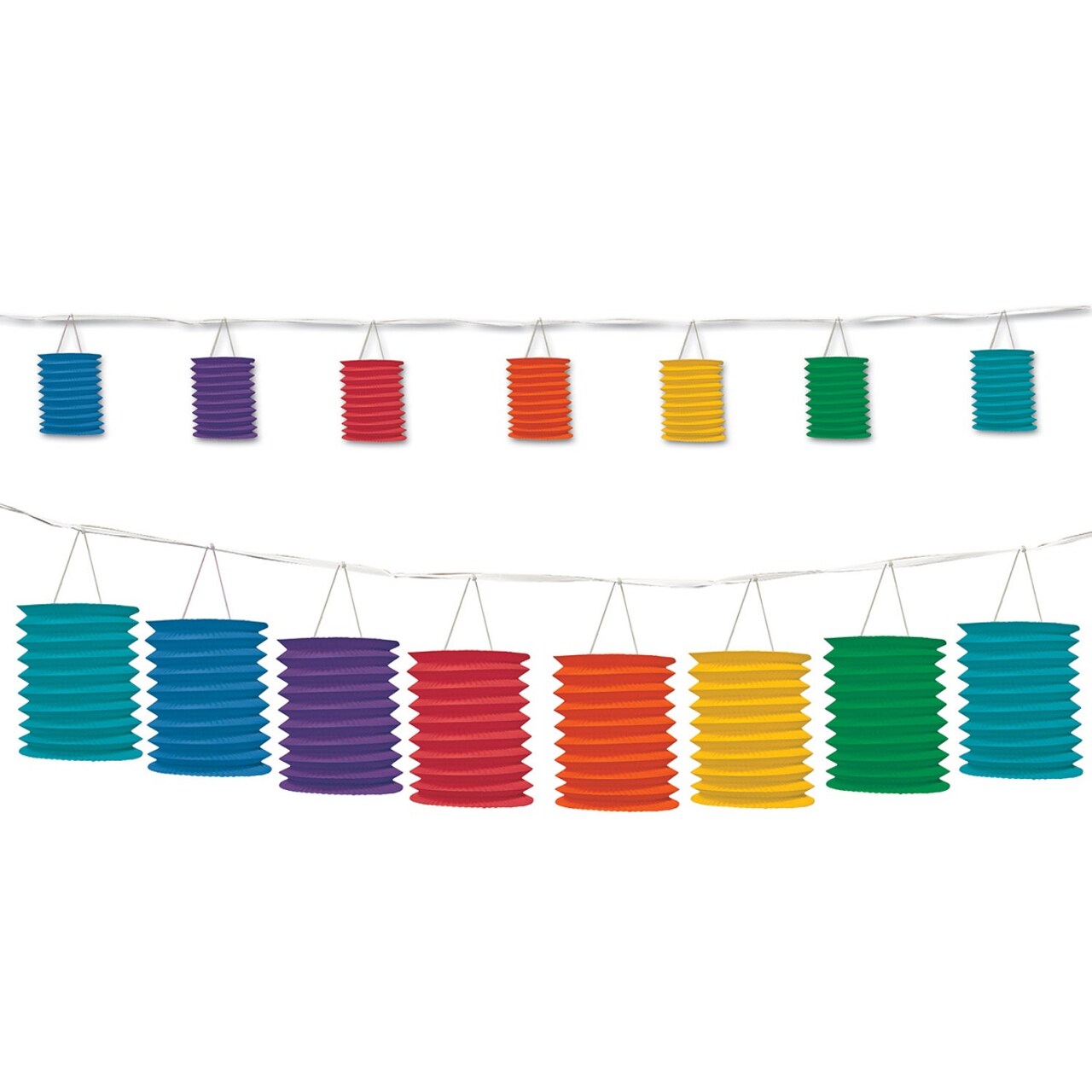 Beistle Pack of 6 Fun, Festive and Colorful Rainbow Lantern Garland Hanging Decorations 12'
